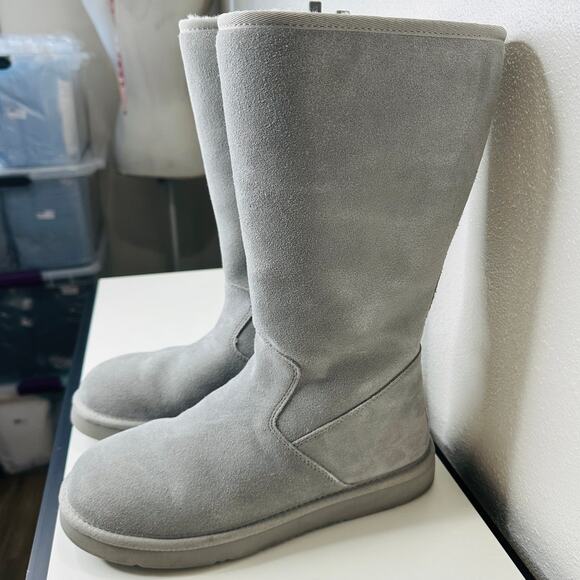 Ugg Blue Gray Alber Flat Heel Shearling Lined Suede Boot Side Zip 8 - Picture 4 of 15